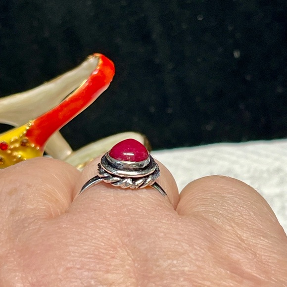 🌈ethnic style red cabochon style stone ring, 925 - Picture 11 of 12
